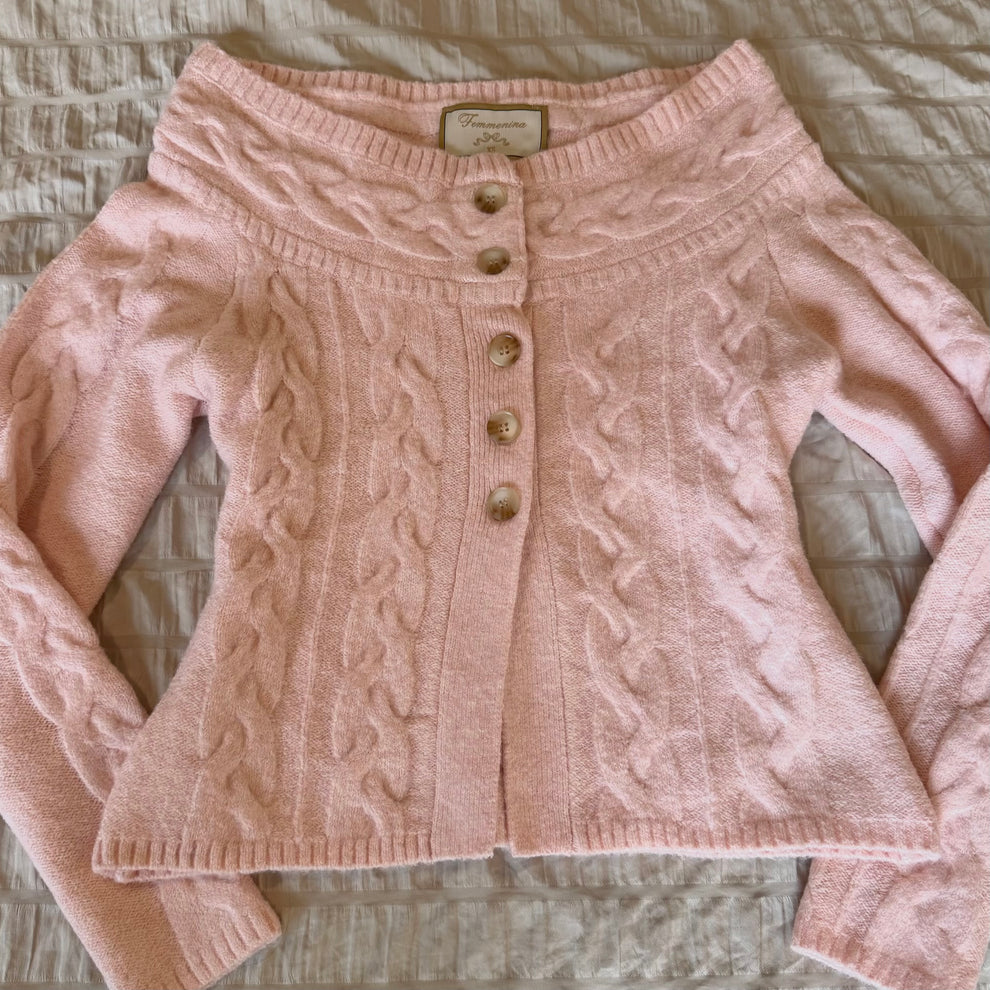 Light Pink Off The Shoulder Sweater – Femmenina